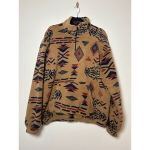 Zaful Women's Aztec Geometric‎ Print Fleece Pullover Sweater Size L
